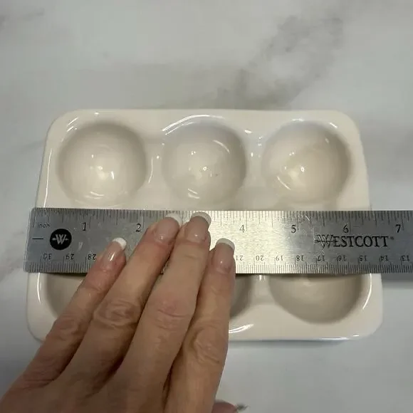 Rae Dunn FREE RANGE 6 Cup Egg Tray White Ceramic Artisan Collection By Magenta - Picture 5 of 6